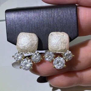 Cotton Pearl  Earrings S925 Silver Posts
